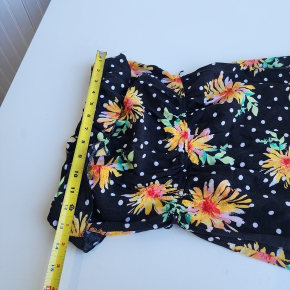 Bongo Maxi Dress Womens Black Yellow Sunflower Strapless Chic Floral Ruffle Sz S - Picture 10 of 13
